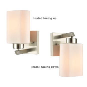 Modern Brush Nickel Wall Light Fixture with Off white Glass Shade Set of 2 1