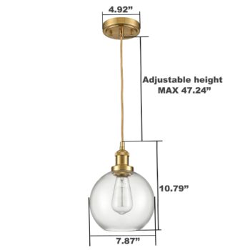 Modern Brushed Gold Metal Adjustable Pendant Light with Globe Glass Shade 2