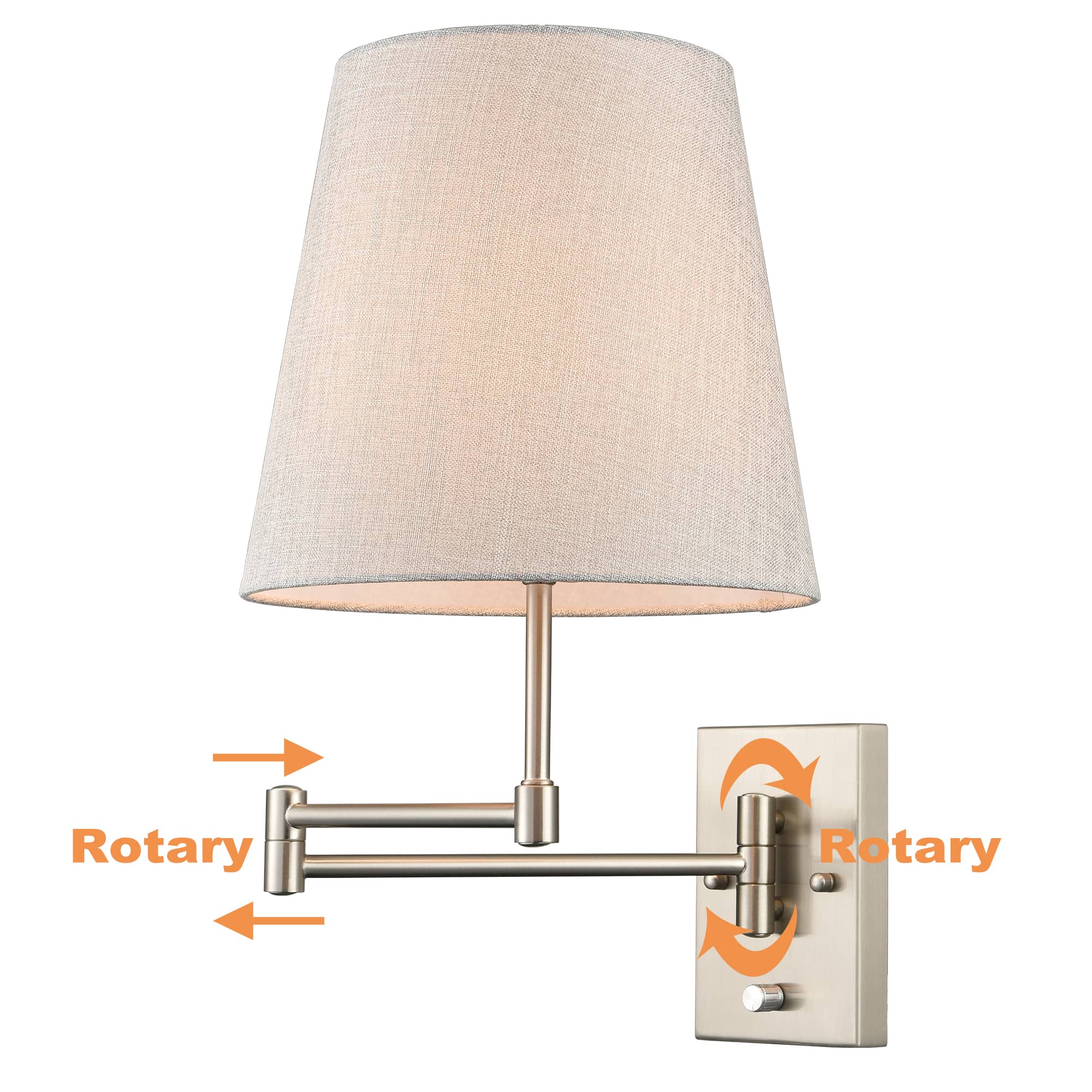 Brushed Nickel Swing Arm wall lamp Plug in or Hardwired