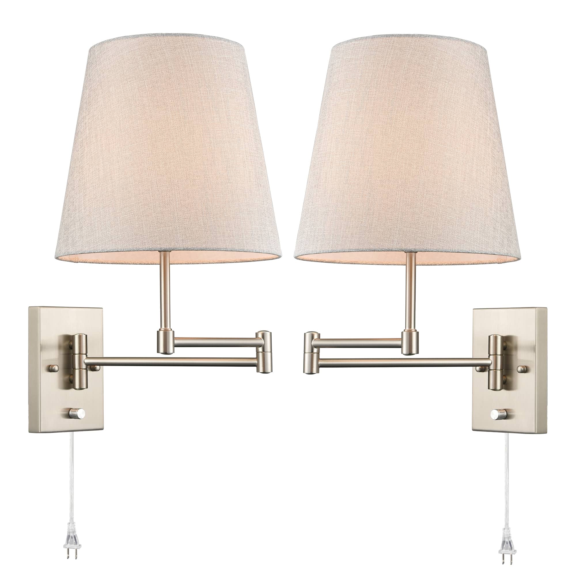 Brushed Nickel Swing Arm wall lamp Plug in or Hardwired