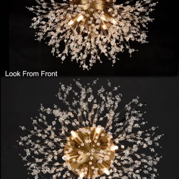 Modern Crystal Ceiling Light 6-Light Sputnik Chandelier Gold