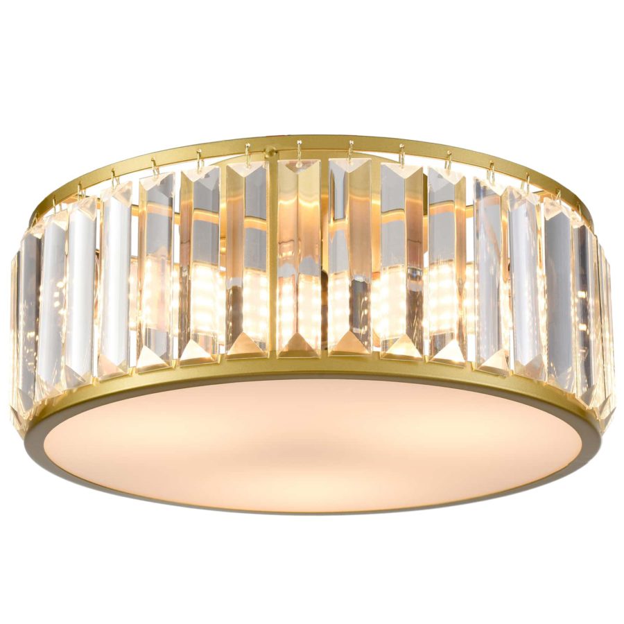 Modern 3Light Gold Crystal Flush Mount Ceiling Light Claxy