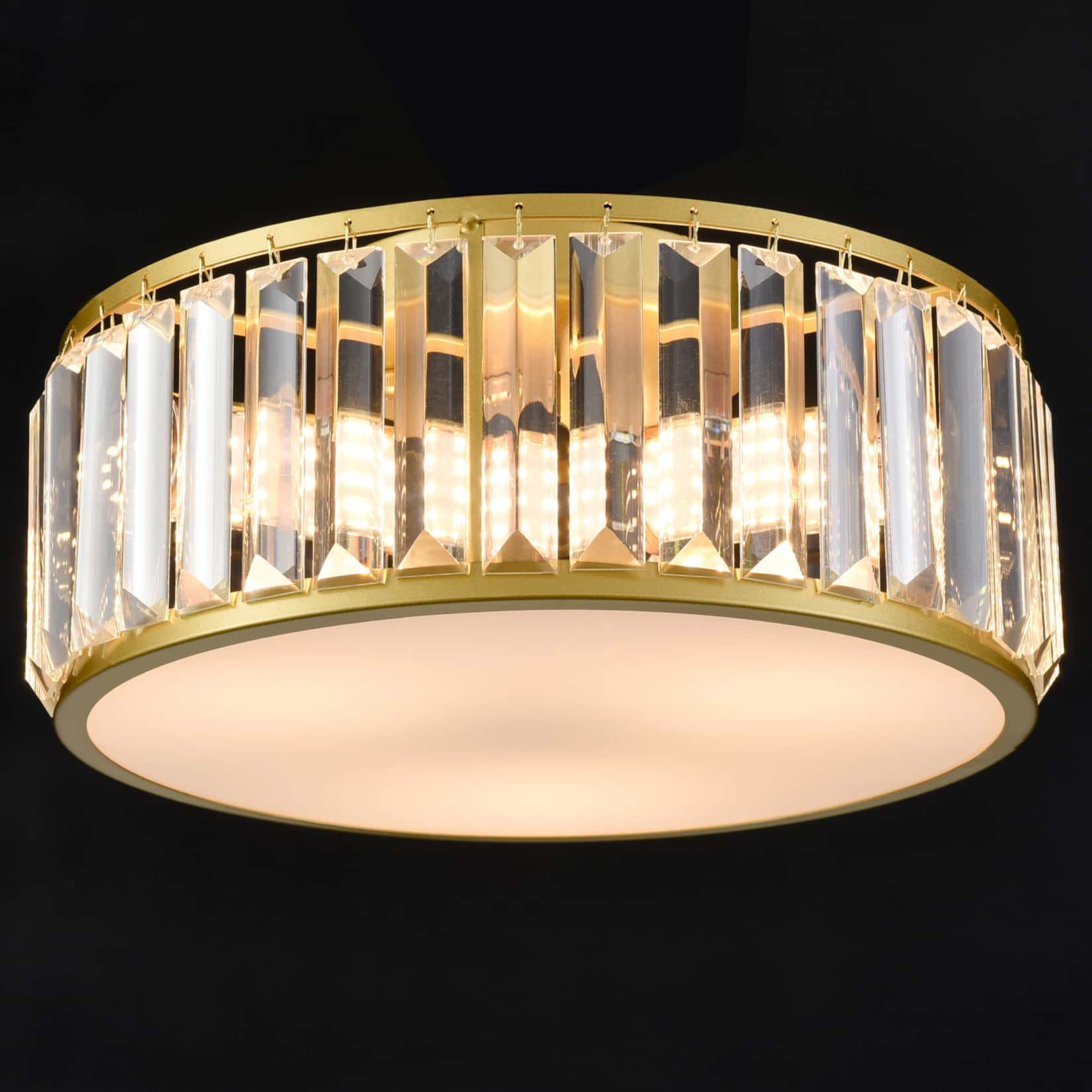 Modern 3-Light Gold Crystal Flush Mount Ceiling Light |Claxy