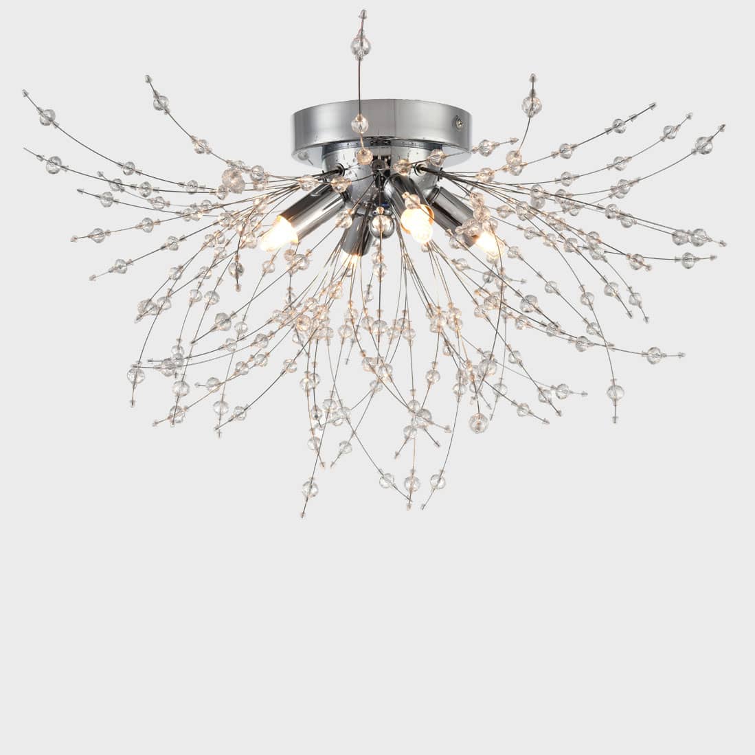 Modern Crystal Semi Flush Ceiling Light Chrome Claxy
