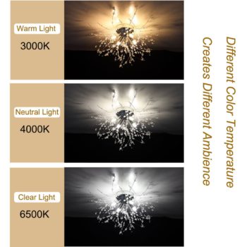 Modern Crystal Semi Flush Ceiling Light 4-Light Dandelion Chrome