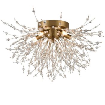 Modern Crystal Sputnik Ceiling Light 5-Light Gold Chandelier
