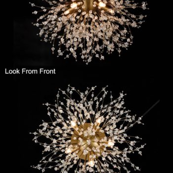 Modern Crystal Sputnik Ceiling Light 5-Light Gold Chandelier