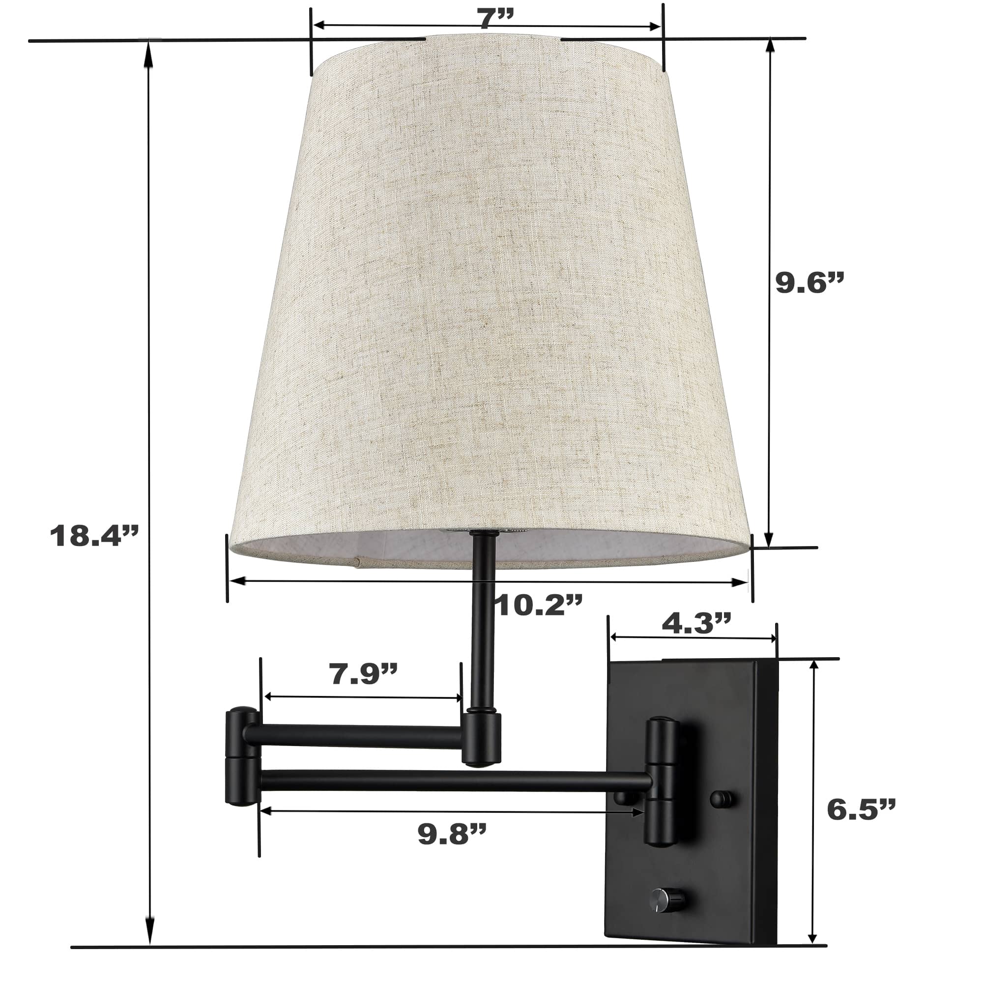 Black Swing Arm wall lamp Plug in or Hardwired set of 2