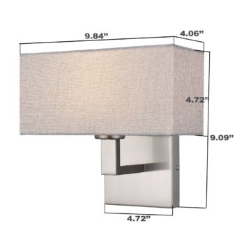 Set of 2 Modern Brushed Nickel with White Fabric Shade Wall Sconces for Bedroom 3