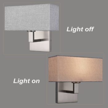 Set of 2 Modern Brushed Nickel with White Fabric Shade Wall Sconces for Bedroom 5