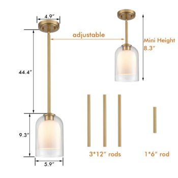 Modern Brass Mini Pendant Light Adjustable Hanging Height