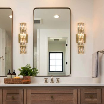 4-Light Crystal Wall Sconce Modern Gold Bathroom Light Fixtures