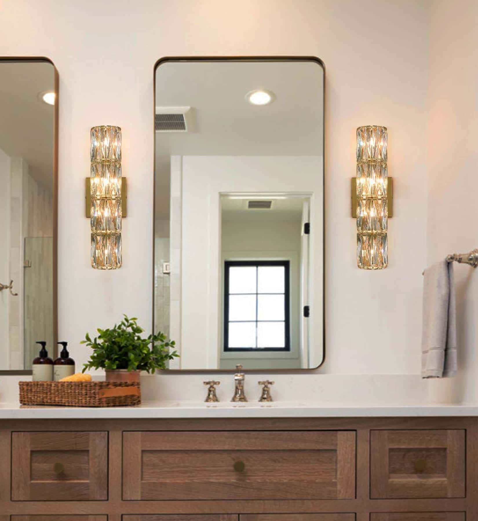 Gold Wall Sconces 4Light Crystal Wall Light Fixture Claxy