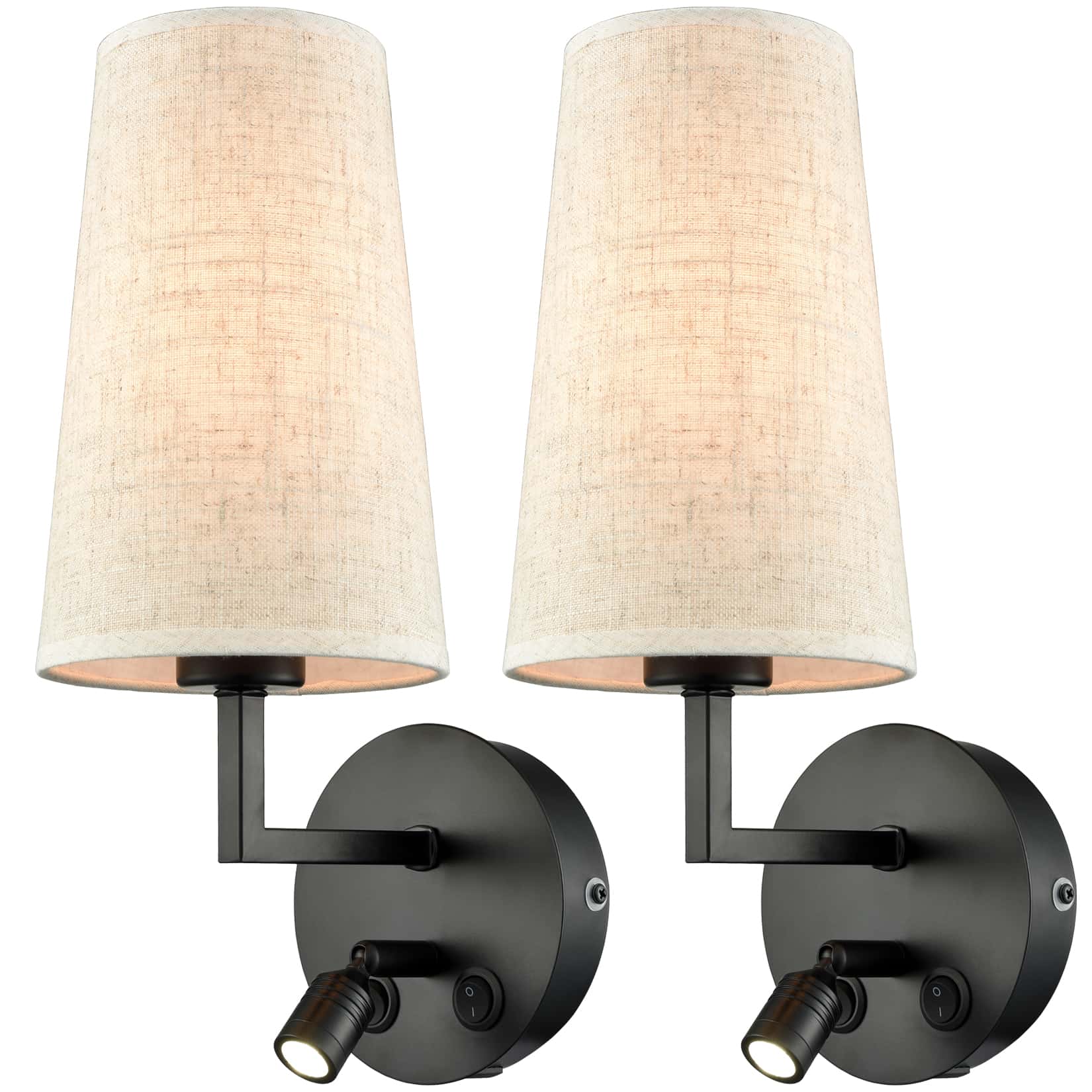 Black Wall Sconces with Shade Switch USB Port LED Wall Light