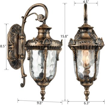 View of Bronze Outdoor Wall Lantern Waterproof Porch Light | Claxy