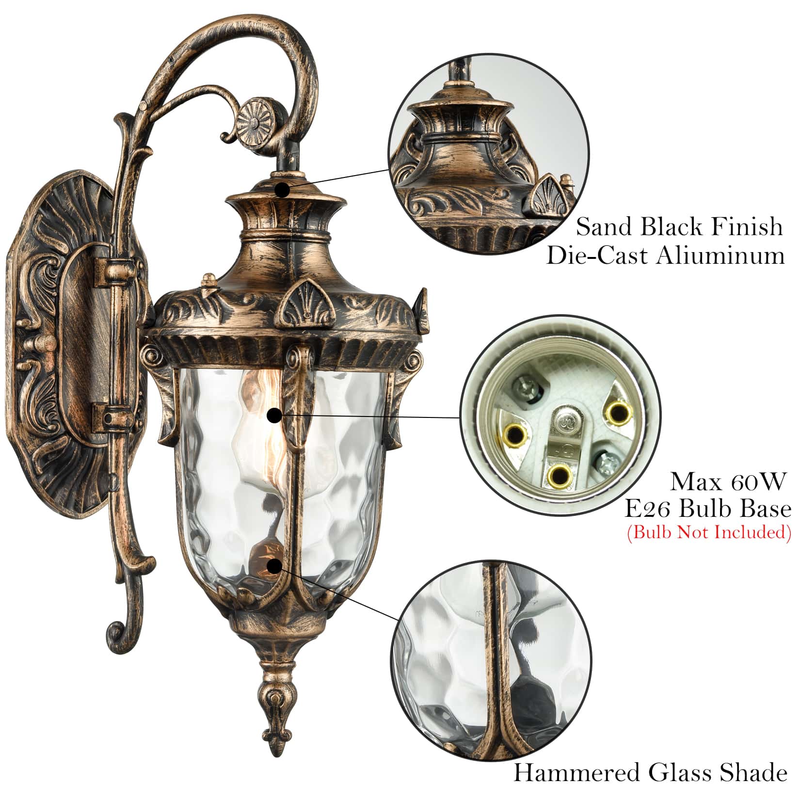 Bronze Outdoor Wall Lantern Waterproof Porch Light Claxy