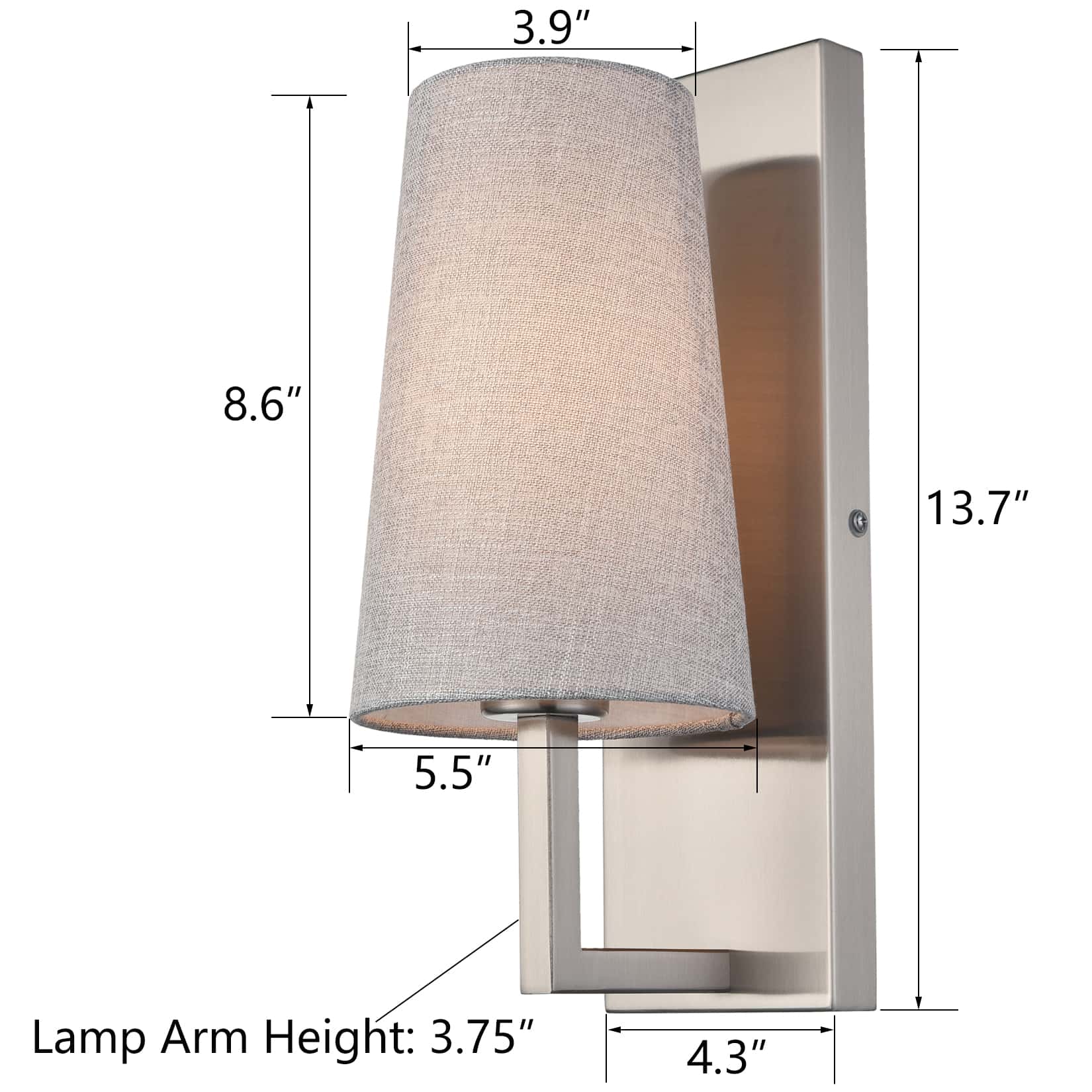 Fabric Shade Wall Sconce Brushed Nickel Set of 2 Claxy