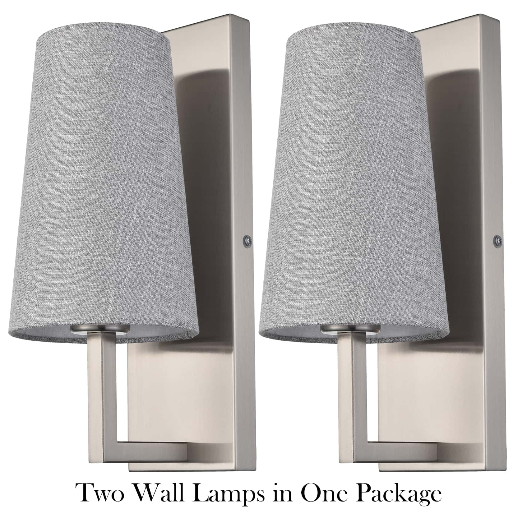 Fabric Shade Wall Sconce Brushed Nickel Set of 2 Claxy
