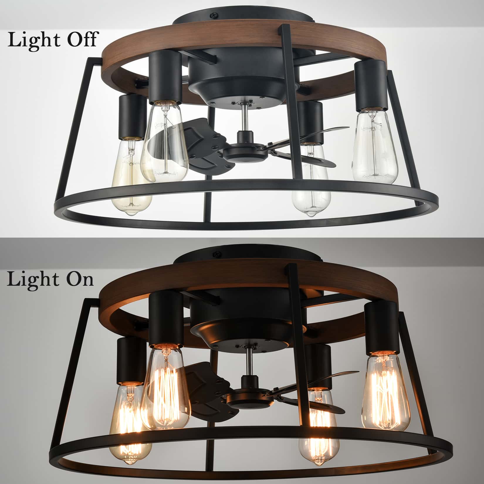 Farmhouse Caged Ceiling Fans with Lights and Remote Claxy
