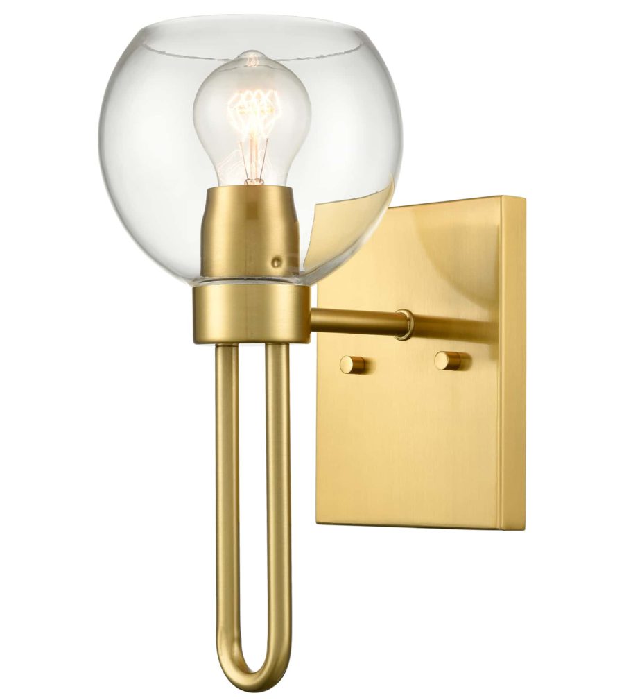 Modern Brass Wall Sconce with Globe Clear Glass Shade Claxy