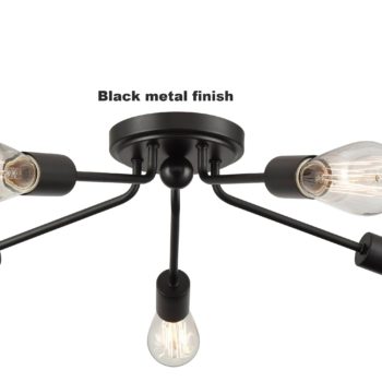 Modern 5 light Black Sputnik Flum Mount Ceiling Light for Living Room 5