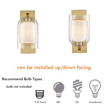 Modern Brass Wall Sconces Clear and Milky Glass Shades