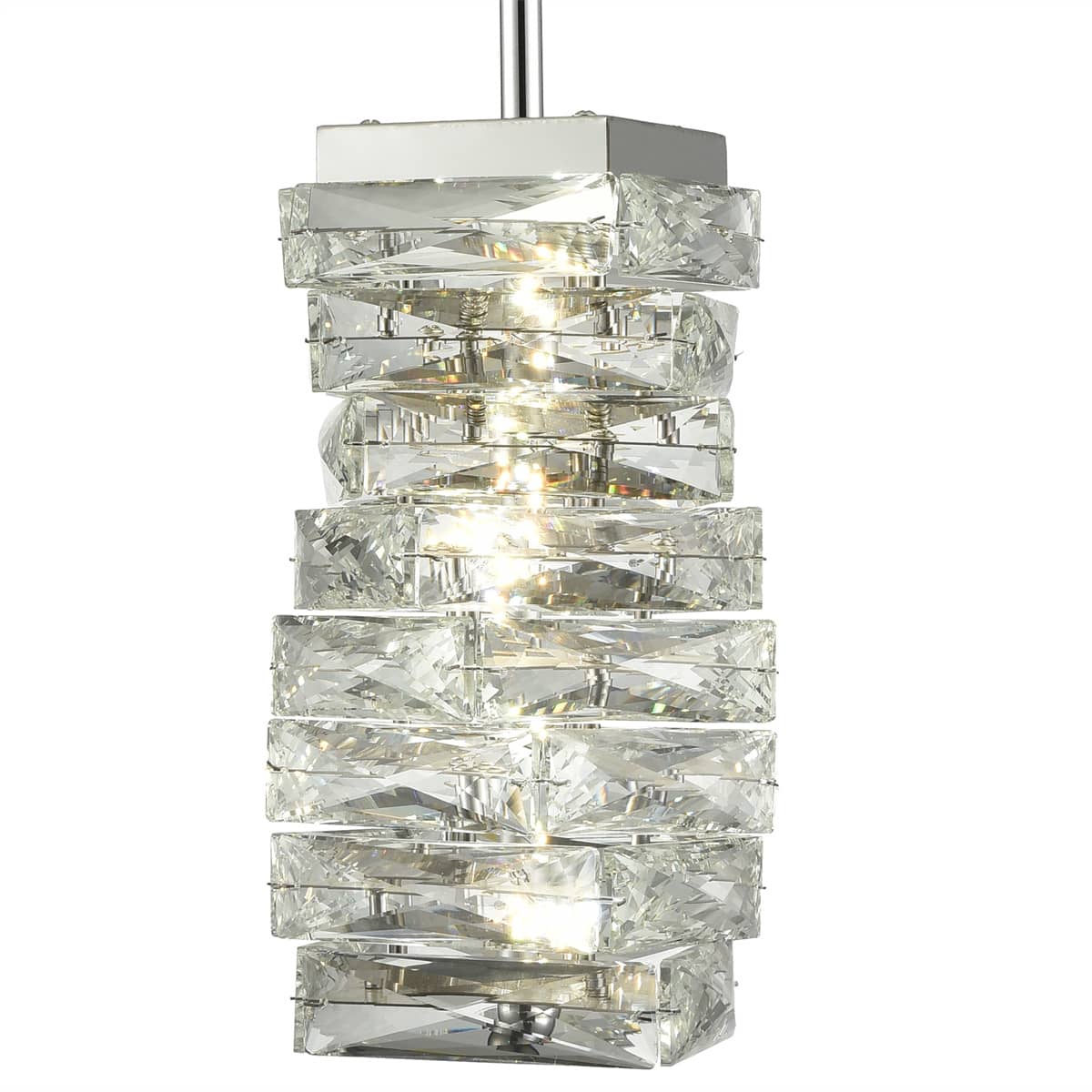 Modern Crystal Pendant Light LED RodHung, Polished chrome