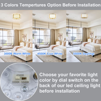 Modern Flush Mount Ceiling Light Drum Shade Brass Dimmable LED Ceiling Light Hallway Light Fixtures Ceiling