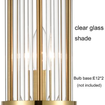 Modern Gold Metal Wall Sconce with Crystal Clear Glass Rods for Bathroom Set of 2 1
