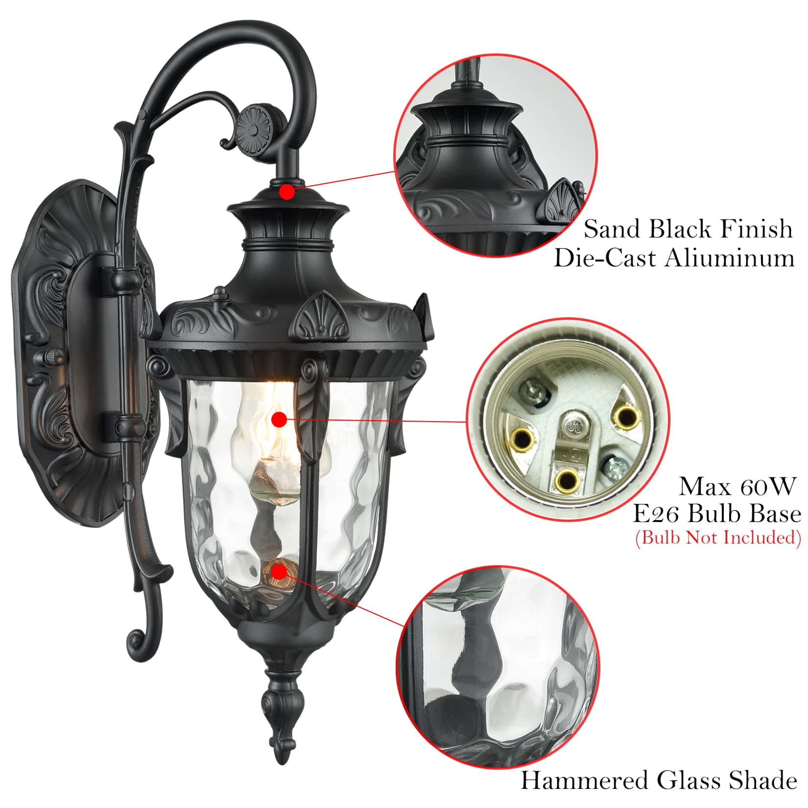 Black Outdoor Wall Sconce Waterproof Porch Light Claxy