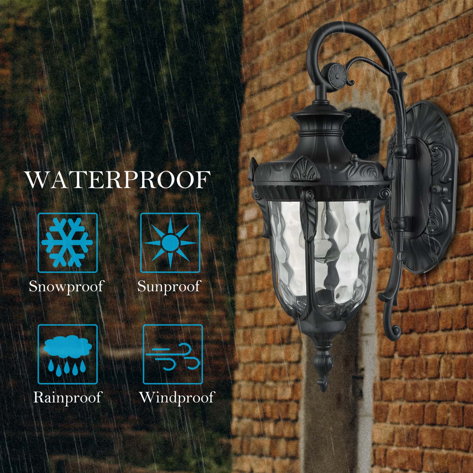 Black Outdoor Wall Sconce Waterproof Porch Light Claxy