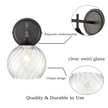 HYDELITE Modern Black Wall Sconce Single Industrial Vanity Light Goble Bathroom Light for Bedroom Living Room Kitchen 1