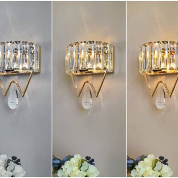 Modern 2 Light Gold Metal Wall Light Fixture with Crystal Wall Sconce for Bathroom Living Room Mid Century Light Fixture 3