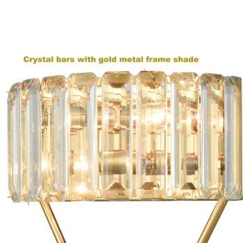Modern 2 Light Gold Metal Wall Light Fixture with Crystal Wall Sconce for Bathroom Living Room Mid Century Light Fixture 5