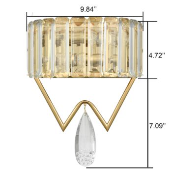 Modern 2 Light Gold Metal Wall Light Fixture with Crystal Wall Sconce for Bathroom Living Room Mid Century Light Fixture 9