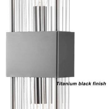 2 Light Modern Glass Wall Light Fixture Black Metal Finish Vanity Mirror Light Fixture Crystal Wall Sconce for Bathroom Set of 2 1 1