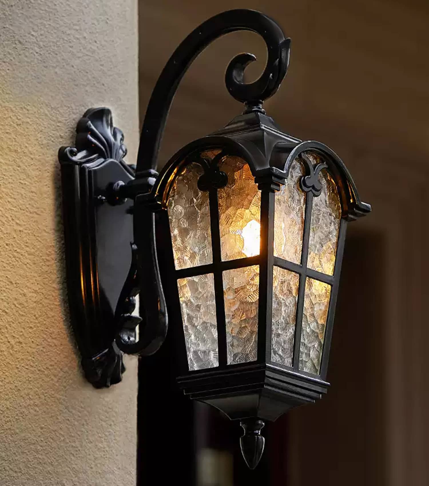 Industrial Outdoor Wall Sconce Black Glass Wall Light Claxy