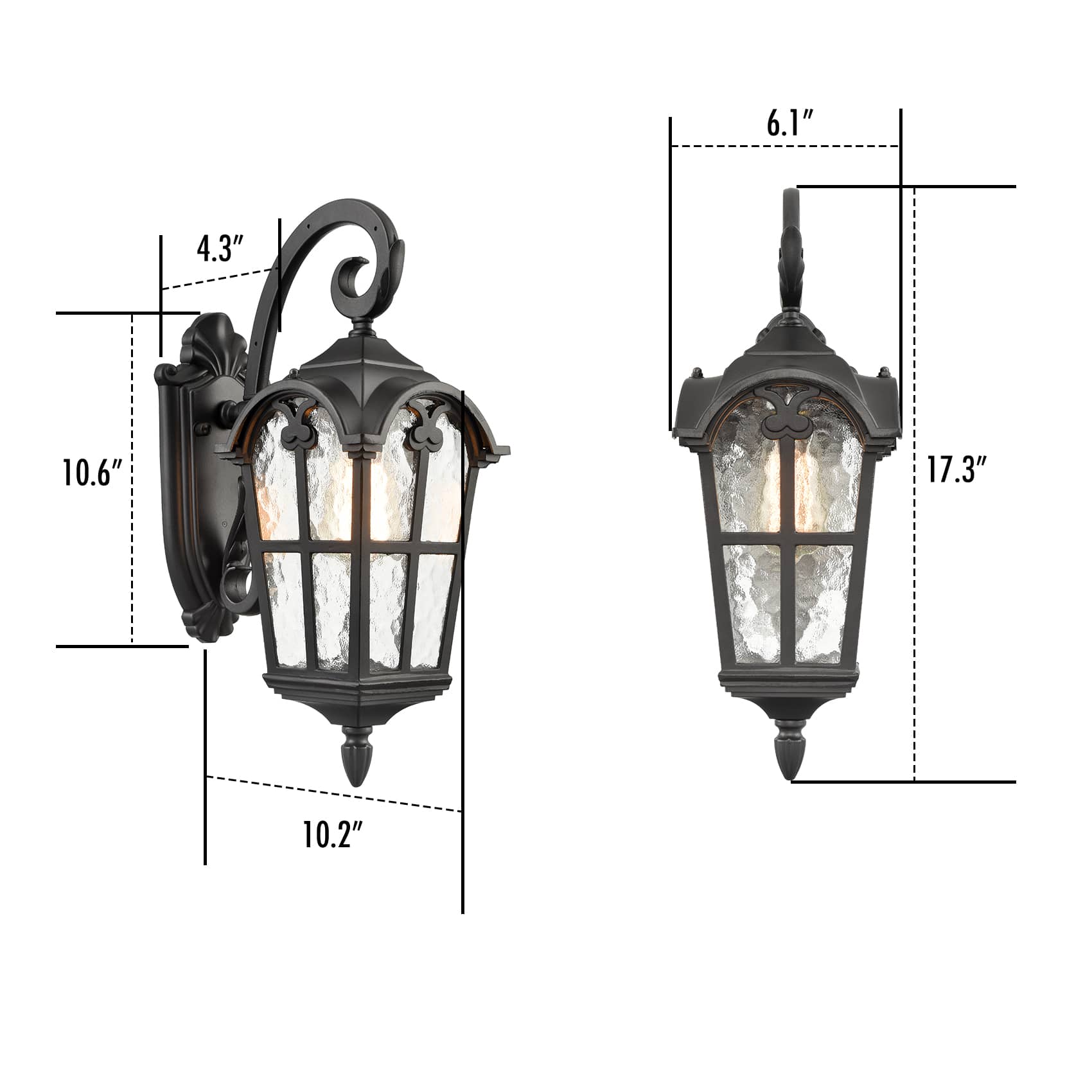 Industrial Outdoor Wall Sconce Black Glass Wall Light Claxy