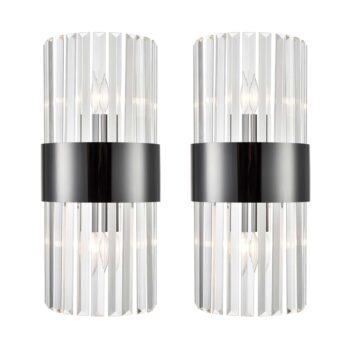 Titanium Black and Clear Glass Wall Sconces Lighting 2 Pack 1