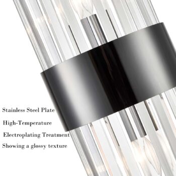Titanium Black and Clear Glass Wall Sconces Lighting 2 Pack 4