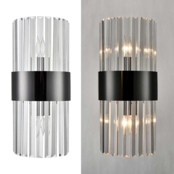 Titanium Black and Clear Glass Wall Sconces Lighting 2 Pack 7