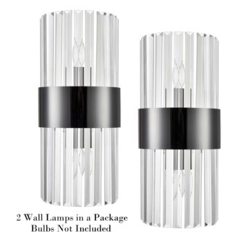 Titanium Black and Clear Glass Wall Sconces Lighting 2 Pack 8