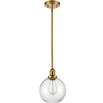 Modern Gold Glass Globe Pendant Light for Kitchen Rod-Hung