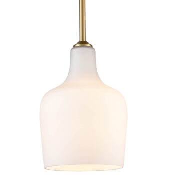 Modern Milk Glass Gold Pendant Light for Kitchen Rod-Hung